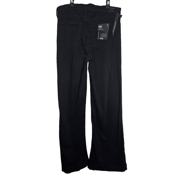 PAIGE Denim - Paige Leenah Slim Wide Leg Jeans Womens 32 Black NEW Transcend Flawless Fit‎